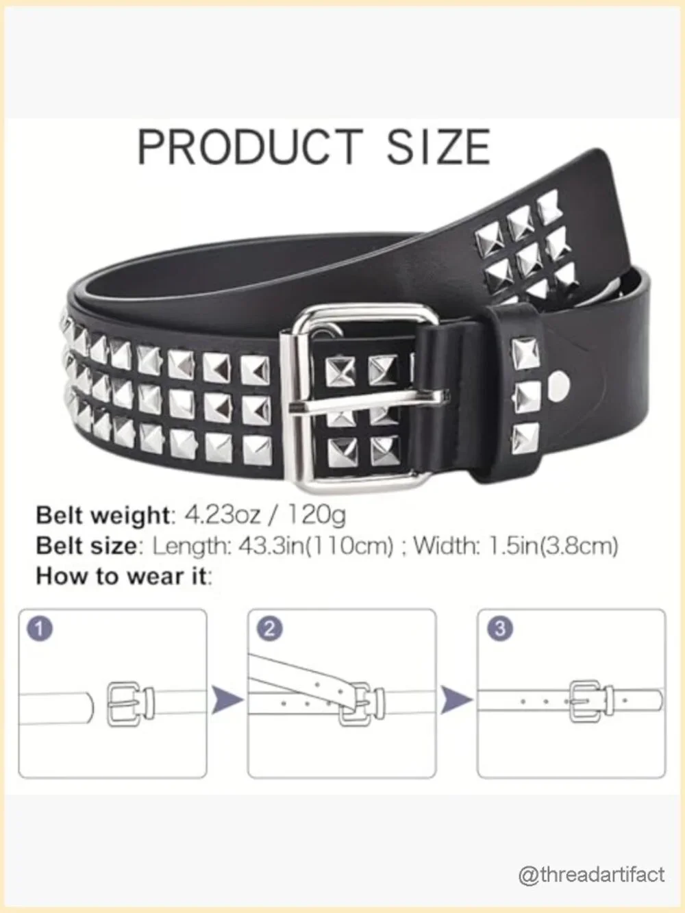 Punk Rock Rivet Studded Belt with Pyramid Studs